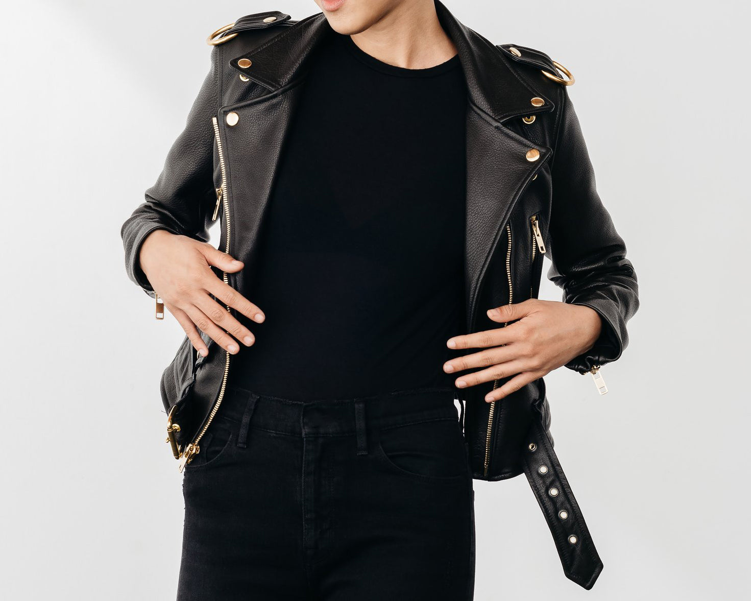 Women's New Standard Gold Leather Jacket