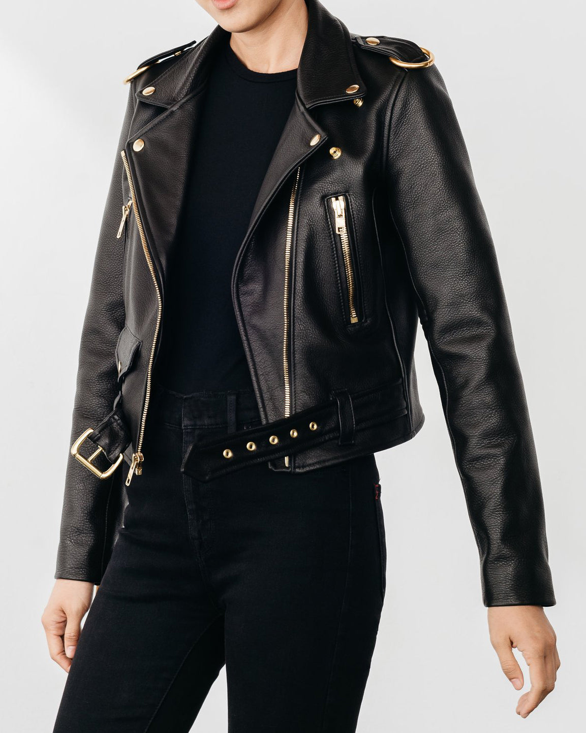 New Standard Gold Female Leather Jacket Made in the USA