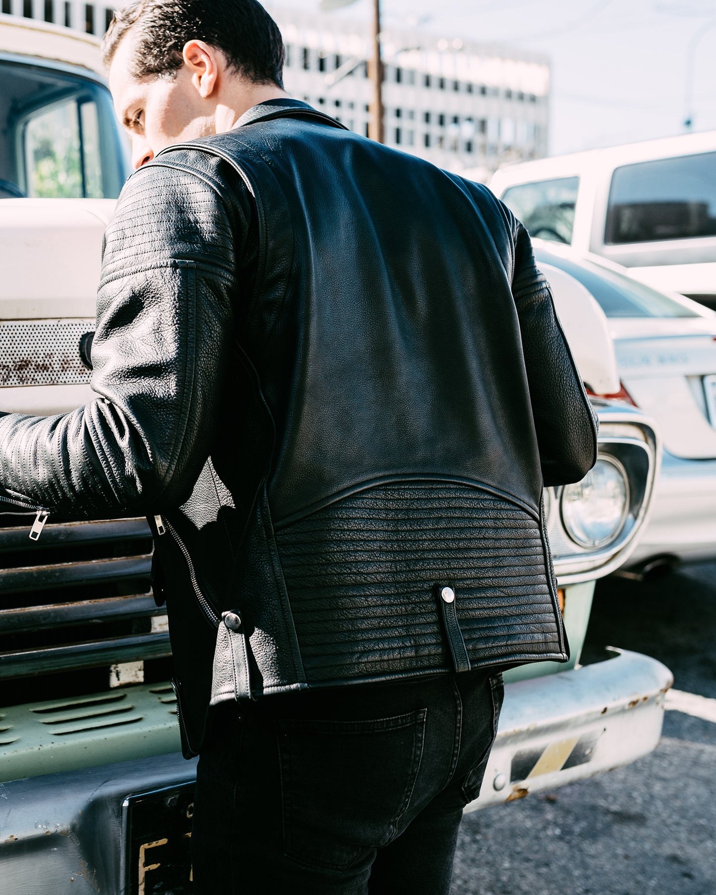 Quilted Men's Moto Leather Jacket