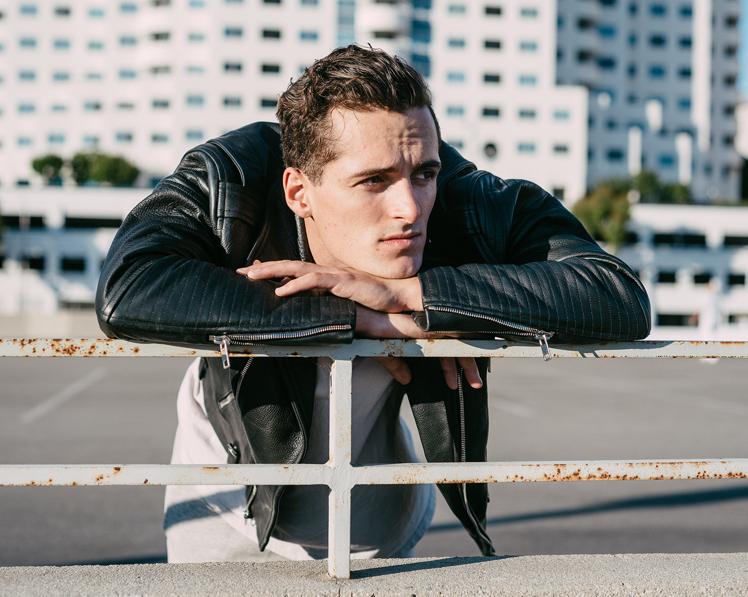 Quilted Men's Moto Leather Jacket