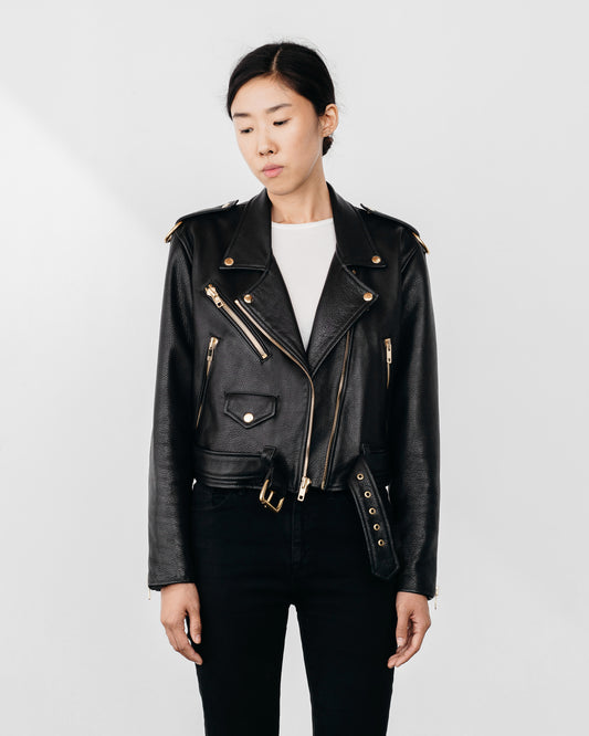 Women's 90's Gold Moto Leather Jacket