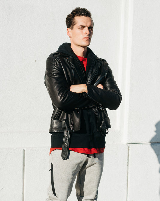 Classic Moto All Black Men's Leather Jacket