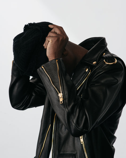 Gold Classic Moto Men's Leather Jacket