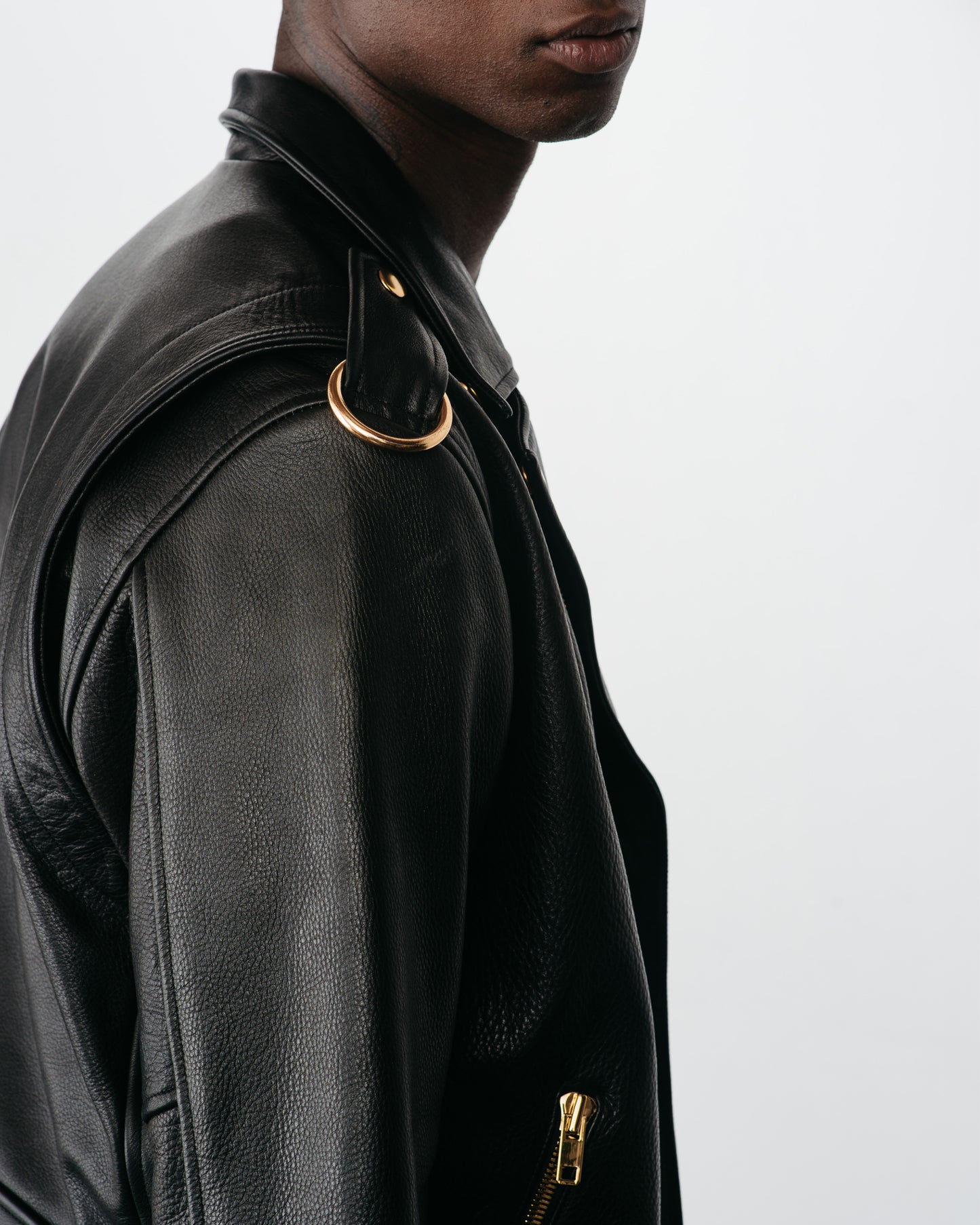 Men's Gold Classic Moto Leather Jacket